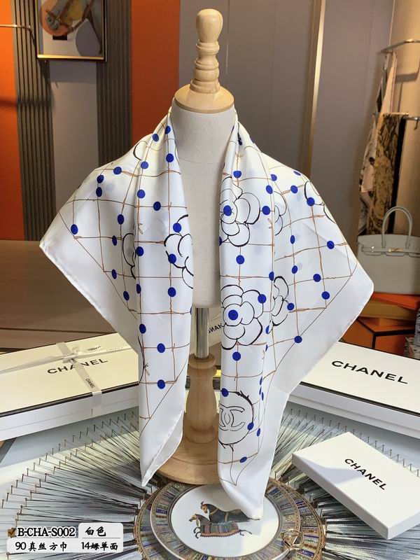 Chanel silk scarf 90X90cmE21 (7)